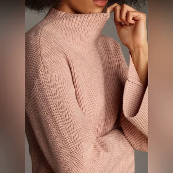 Anthropologie Maeve Katey Mock-Neck Bell-Sleeve Sweater XL - Picture 3 of 10